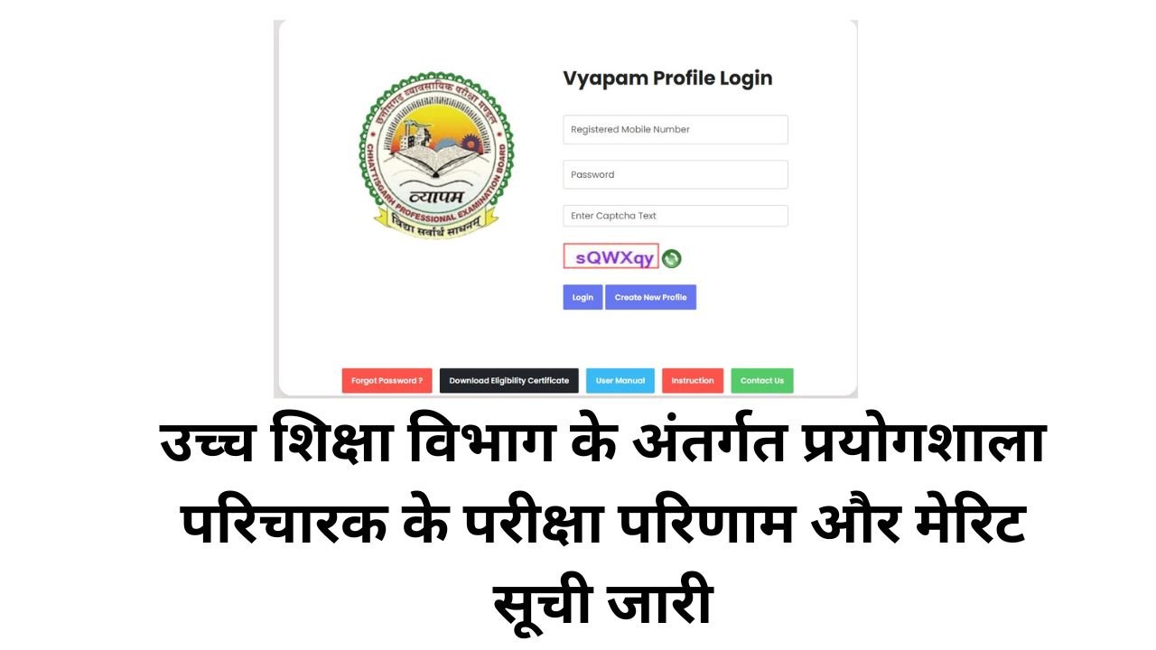 CG Prayogshala Paricharak Result 2025 Out