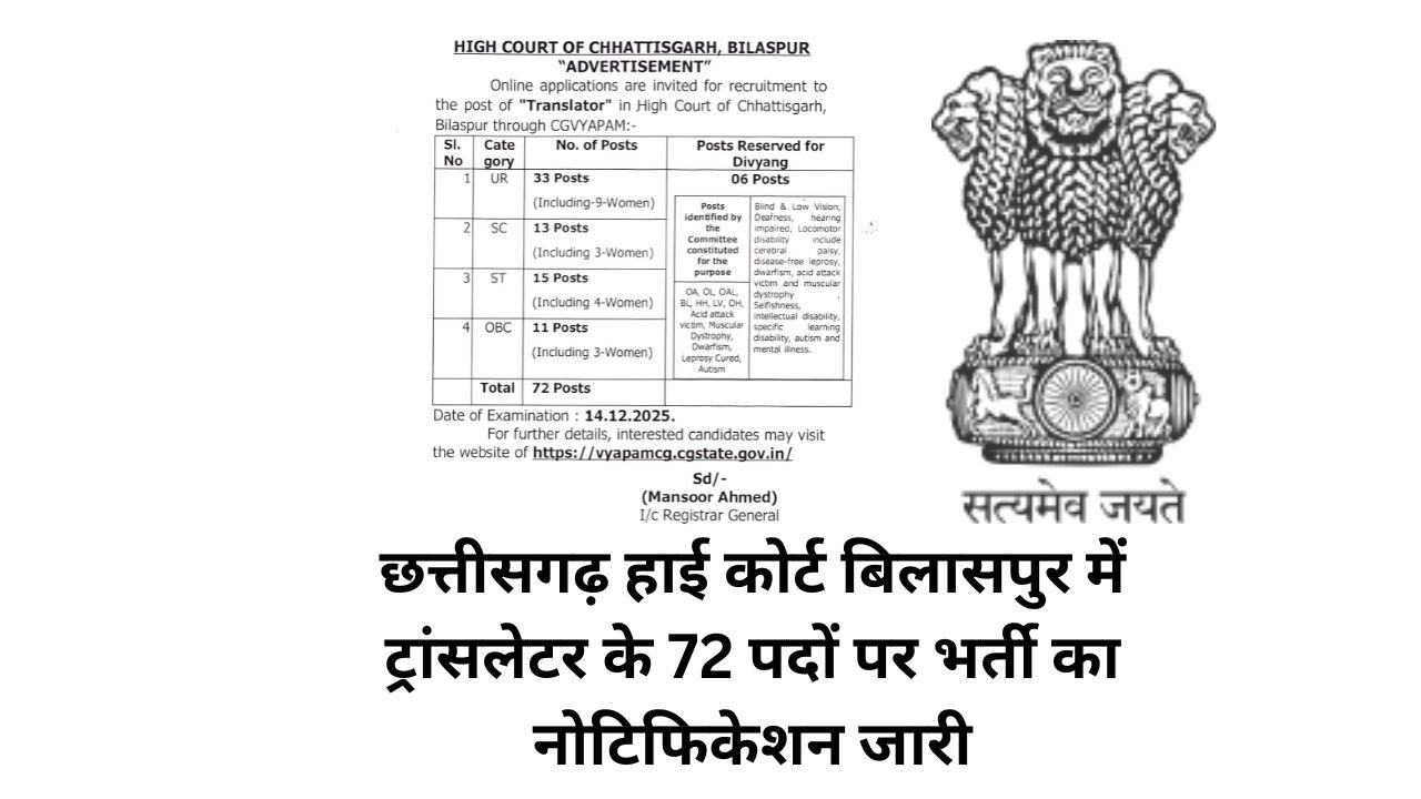 CG High Court Translator Vacancy 2025